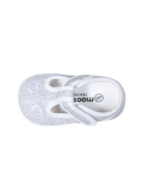 Mooshu Trainers Girls Silver Hearts TStrap Squeaky Casual Shoes 3 Baby-9 Toddler - SophiasStyle.com